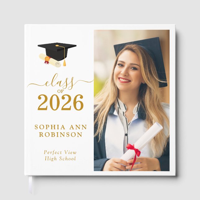 Livro De Visitas Class of 2026 Photo Modern Graduation Party (Frente)