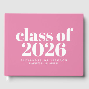 Livro De Visitas Classe de 2022 rosa moderno e bonito personalizado