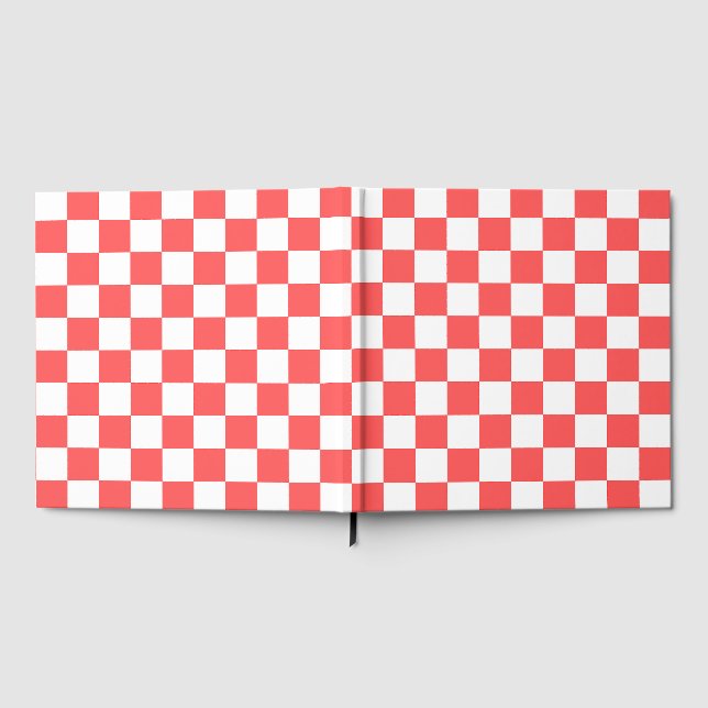 Livro De Visitas Classic coral red checkerboard (Completo)