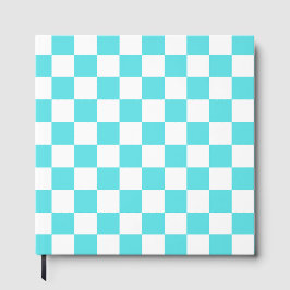 Livro De Visitas Classic visual turquoise blue checkerboard 