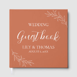 Livro De Visitas Clássico Casamento Boho Terracota
