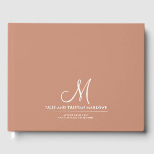 Livro De Visitas Clay Monograma de Casamento Inicial de Script Chic