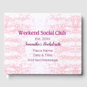 Livro De Visitas Clube social de fim de semana rosa brilho despedid