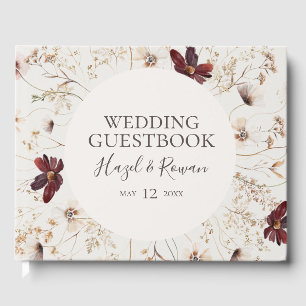 Livro De Visitas Cobre Burgundy Casamento de bege