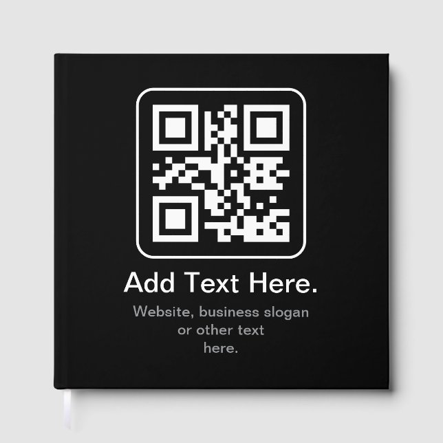 Livro De Visitas Código QR Modern Escaneável | Preto Branco & Cinza (Frente)