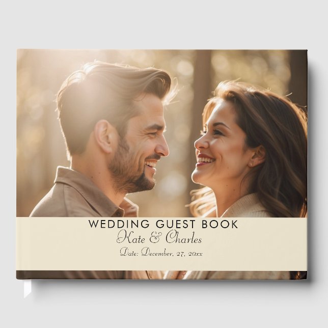 Livro De Visitas Código Qr Personalizado de Foto Moderno Elegante (Frente)