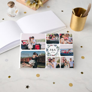 Livro De Visitas Colagem de Fotografias e Monograma   Guestbook de 
