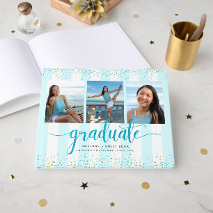 Livro De Visitas Colagem de fotos da graduação em turquesa modern