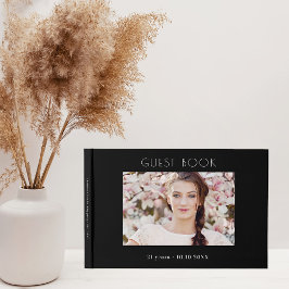 Livro De Visitas Colagem de fotos em preto-e-festa de aniversário b