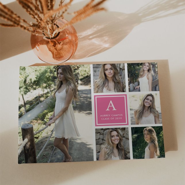 Livro De Visitas Colagem de Fotos Moderna e Graduação em Monograma (Criador carregado)