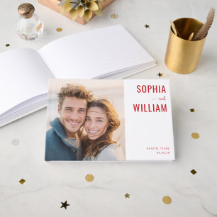 Livro De Visitas Colagem de Fotos Moderna Vermelha Alegre