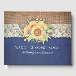 Livro De Visitas Colar e Marinho de girassol Casamento outono