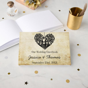 Livro De Visitas Coleção de Casamentos vintage de Árvore Coração em