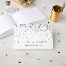 Livro De Visitas Coleção de Casamentos Vintage Glam Silver Confetti
