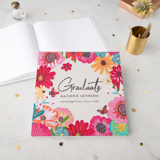 Livro De Visitas Colorful Floral Graduation Party