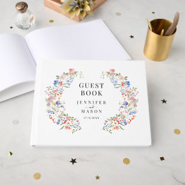 Livro De Visitas Colorful Wildflower Boho Floral Wedding Guest Book