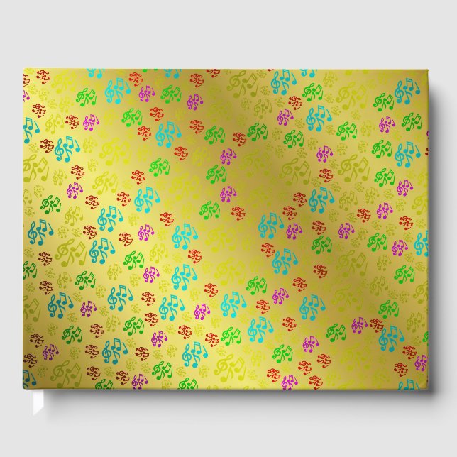 Livro De Visitas colorida,nota, musical, melodia, música, som, (Frente)