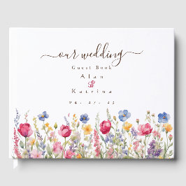 Livro de Visitas Colorido Jardim Boho Flores Silve