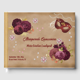 Livro De Visitas Com a Foto em Inglês, Rosa vermelha & Pearls Quinc