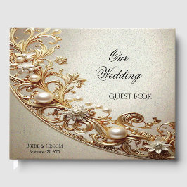 Livro de Visitas com Floreio Dourado Ornamentado