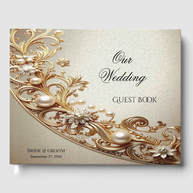 Livro de Visitas com Floreio Dourado Ornamentado (Frente)