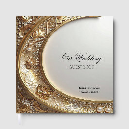 Livro de Visitas com Moldura Dourada Ornamentada