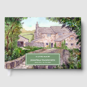 Livro De Visitas Condolence Stone Farmhouse Watercolor