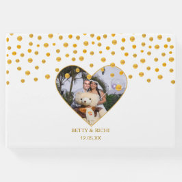 Livro De Visitas Confete Dourado Personalizado em Branco