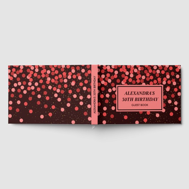 Livro de Visitas Confetes Vermelho Preto Chic (Completo)