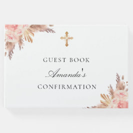 Livro De Visitas Confirmação da cruz de dourada rosa de capim de gr