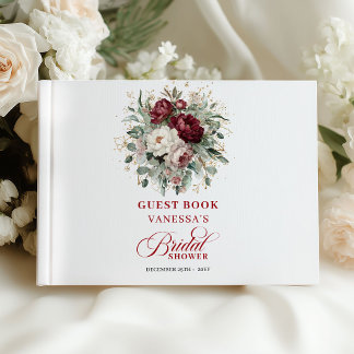 Livro De Visitas Convidada de Chuveiro de Noiva Floral Dourado Borg