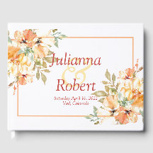 Convidado de casamento floral em aquarela laranja 