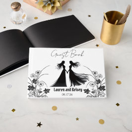 Livro De Visitas Convidado de Casamento Silhueta Preta