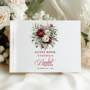 Livro De Visitas Convidado de Chuveiro Nupcial Floral Dourado Borgo