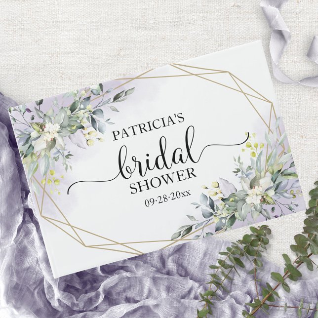 Livro De Visitas Convidados do Chá de Bebê Geométrico de Eucalipto  (Criador carregado)