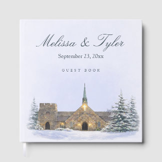 Livro De Visitas Convite de Casamento de Inverno em Capela de Pedra