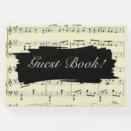 Livro De Visitas Convite de Casamento de Música Amarela e Preta Mod