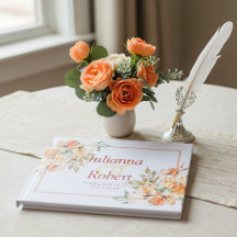 Convite de casamento floral em aquarela laranja e