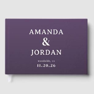 Livro De Visitas Convite de Casamento Minimalista Roxo Elegante