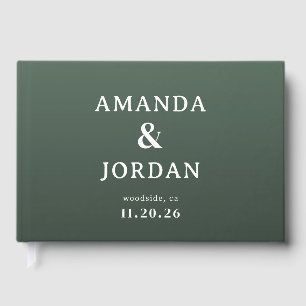 Livro De Visitas Convite de Casamento Minimalista Verde Elegante