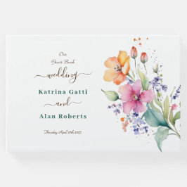 Livro De Visitas Convite de Casamento Pink Peach Yellow Blooms