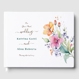 Livro De Visitas Convite de Casamento Pink Peach Yellow Blooms