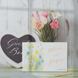 Livro De Visitas Cópulas Amarelas Rústicas Simples Azuis Aquarela