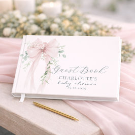 Livro De Visitas Coquette Neutral Bow Baby Shower