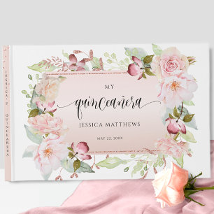 Livro De Visitas Cor-de-rosa elegante, Esbranquiçada, Quinceañera