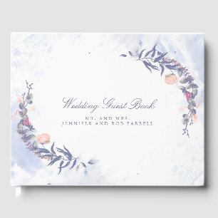 Livro De Visitas Cora e o casamento floral azul empoeirado