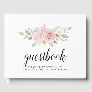 Livro De Visitas Cora o casamento floral do rosa cor-de-rosa