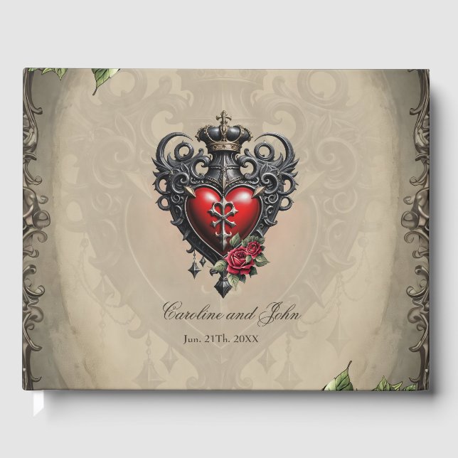 Livro De Visitas Coração gótico elegante, mas místico (Frente)