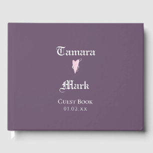 Livro De Visitas Coração Minimalista Violeta Casamento Simples