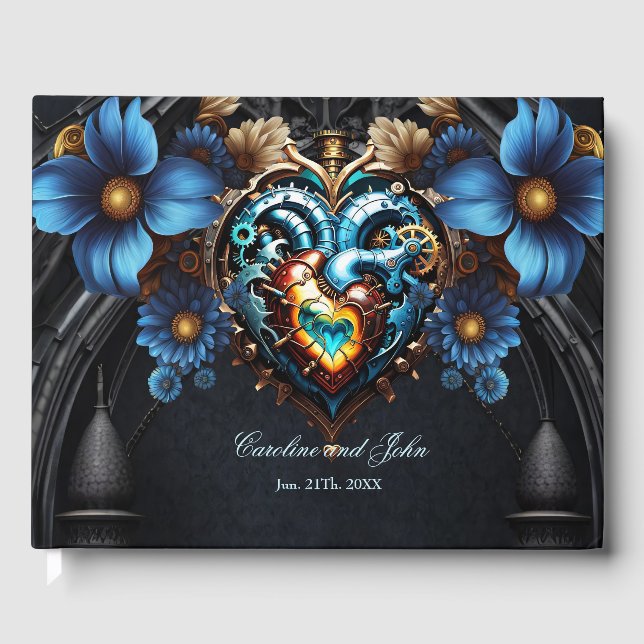 Livro De Visitas Coração nobre steampunk (Frente)
